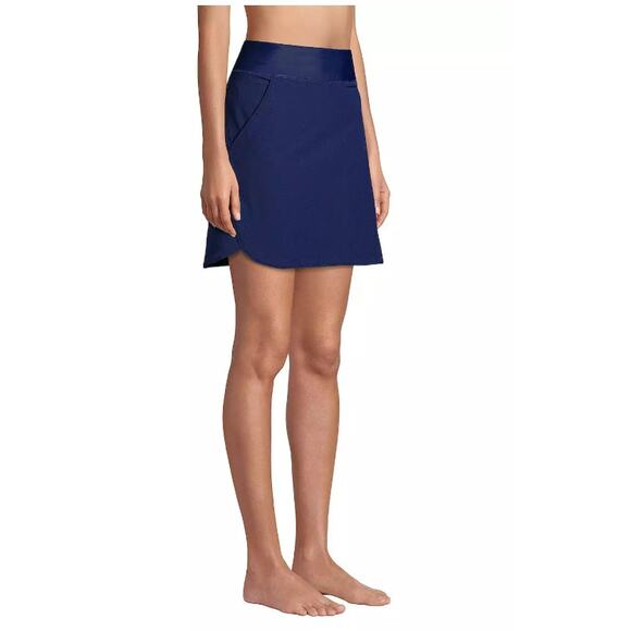 Lands End Women's Quick Dry Active Swim Skort Skirt Blue Size 18 Built-in Short - Picture 1 of 6